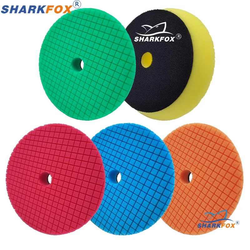 Sharkfox 5Pcs/lot Polish Pad Germany Sponge Different Hardness Polishing 125mm/150mm Car Sponge Pad For Dual Action polishe