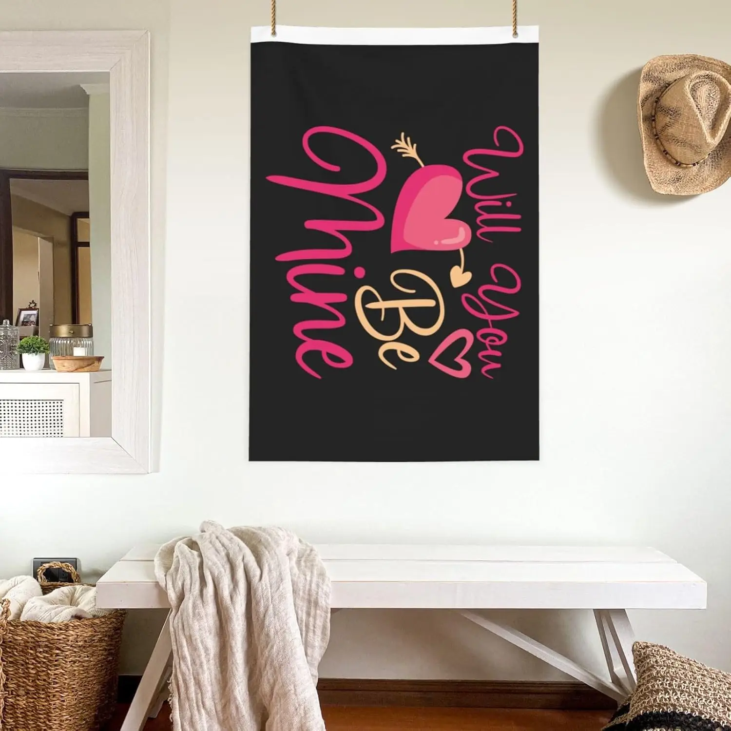 Flagicts 100% Polyester Valentine Will You Be Mine Flag