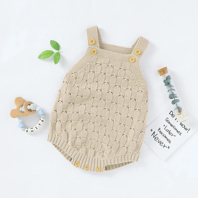 Baby Bodysuit Cotton Knit Infant Girl Boy Jumpsuit Fashion Hollow Out Kid Clothes Newborn Overalls Sleeveless 0-18M Romper Child