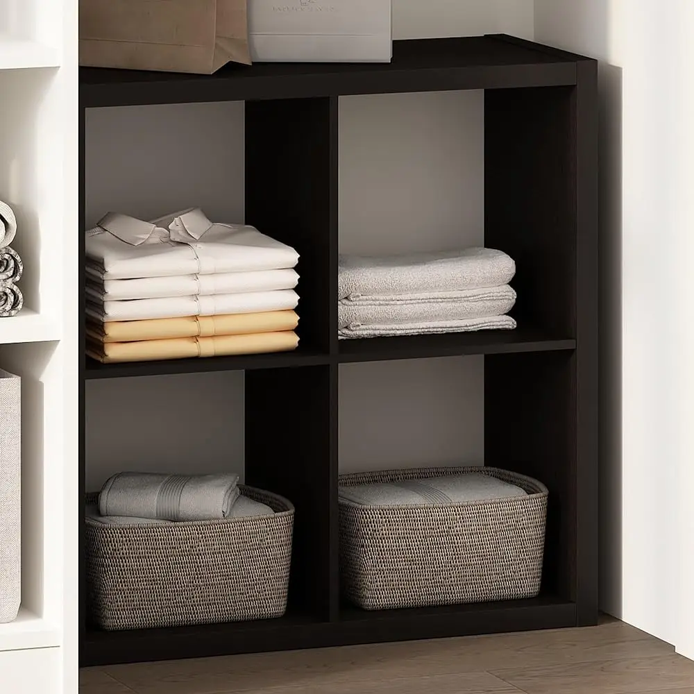 

Cu Open Ba Multipurpose Clothing & Closet Storage Organizer Shelf, 4-Cube, Dark Oak