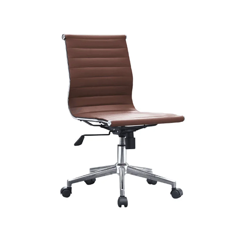 

Вращающееся кресло из искусственной кожи с низкой спинкой, офисное кресло со стальным колесом, регулируемое кресло без подлокотников