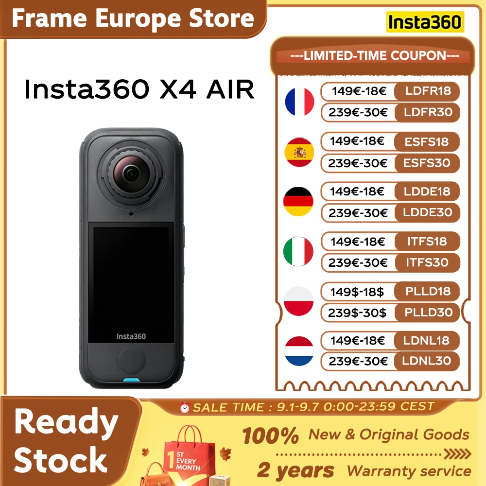 [LOCAL+] Cámara Deportiva Insta360 X4 Air - Cámara de 360 Grados 8K Ultraligera de 165 g con Efecto de Poste Invisible… — oferta en AliExpress