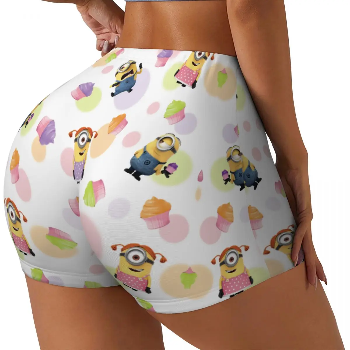 Custom Minions Collage Anime Workout Volleyball Biker Shorts for Women Gym Yoga Shorts