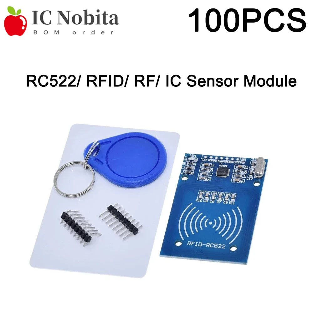 100PCS MFRC-522 RC522 RFID Module Mifare IC Card Reader Writer Wireless Proximity Module SPI Interface for Arduino