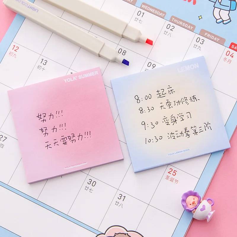 그라데이션 블렌딩 다기능 스티커 메모, 황산 종이 스티커 메모, 노트, 메시지, 핸드 계정 조합