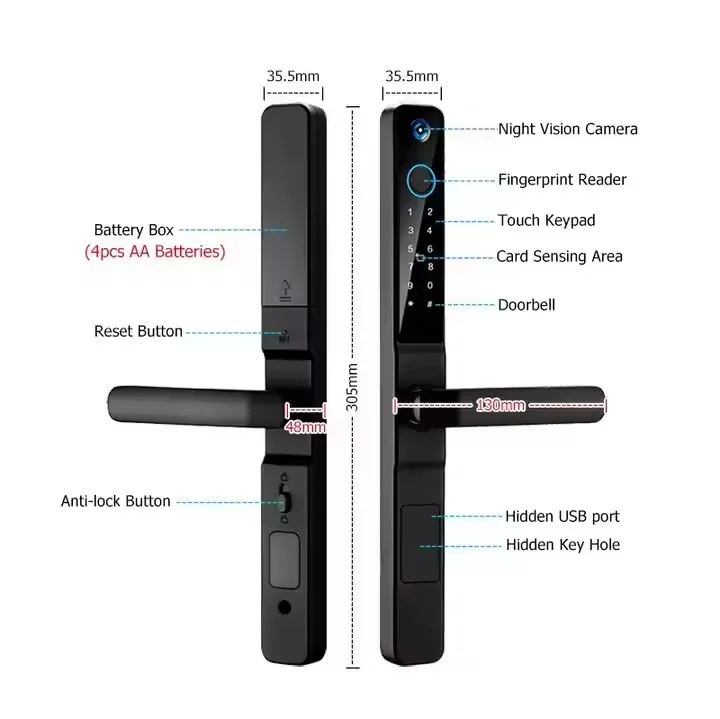 باب ألومنيوم HanDaily ذكي مقاوم للماء واي فاي باب ذكي إلكتروني رقمي للباب الزجاجي المنزلق
