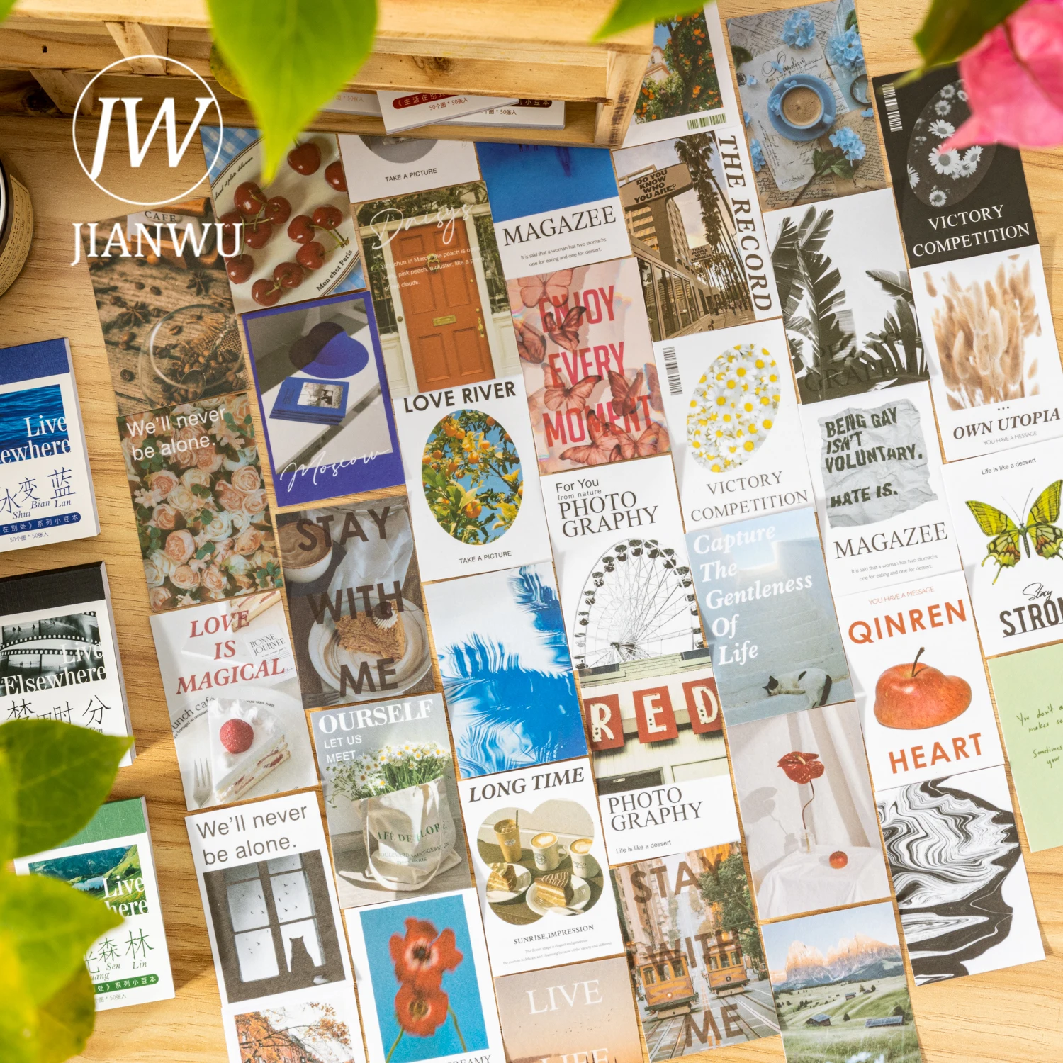 JIANWU Live Elsewhere Series Vintage Landscaping Material Collage Sticker Book Creative DIY Journal Scrapbooking Stationery