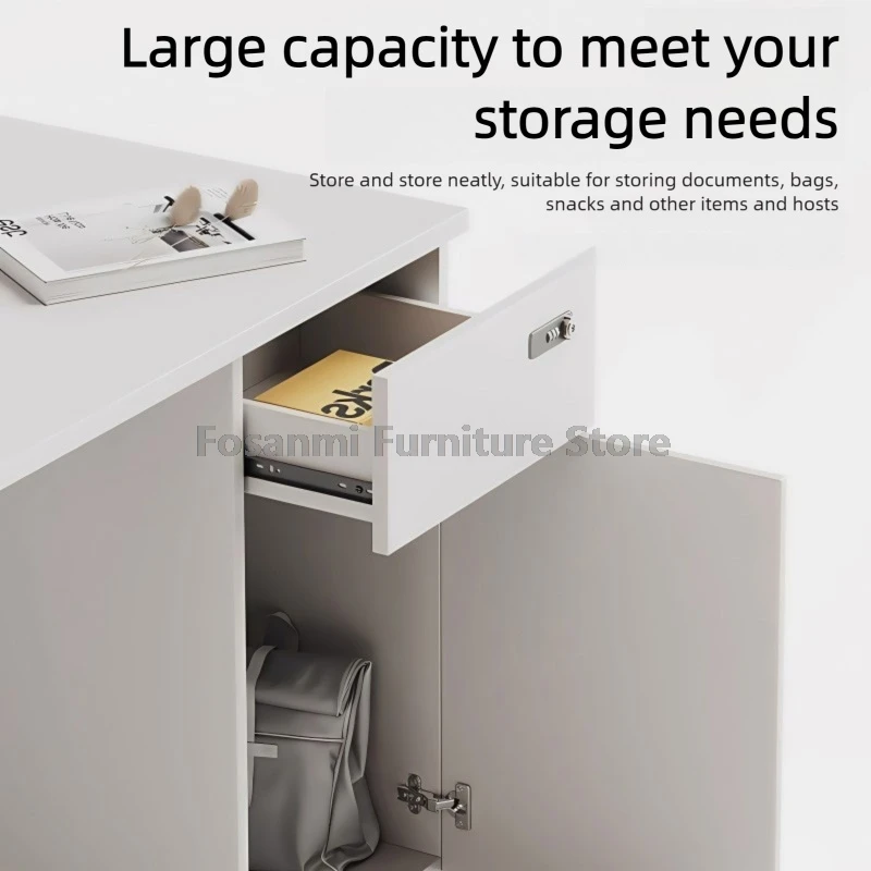 Simple Desks Swivel Chairs Sets Modern Office Desk and Chair Set Furniture Wide Table with Storage Cabinet and Combination Lock