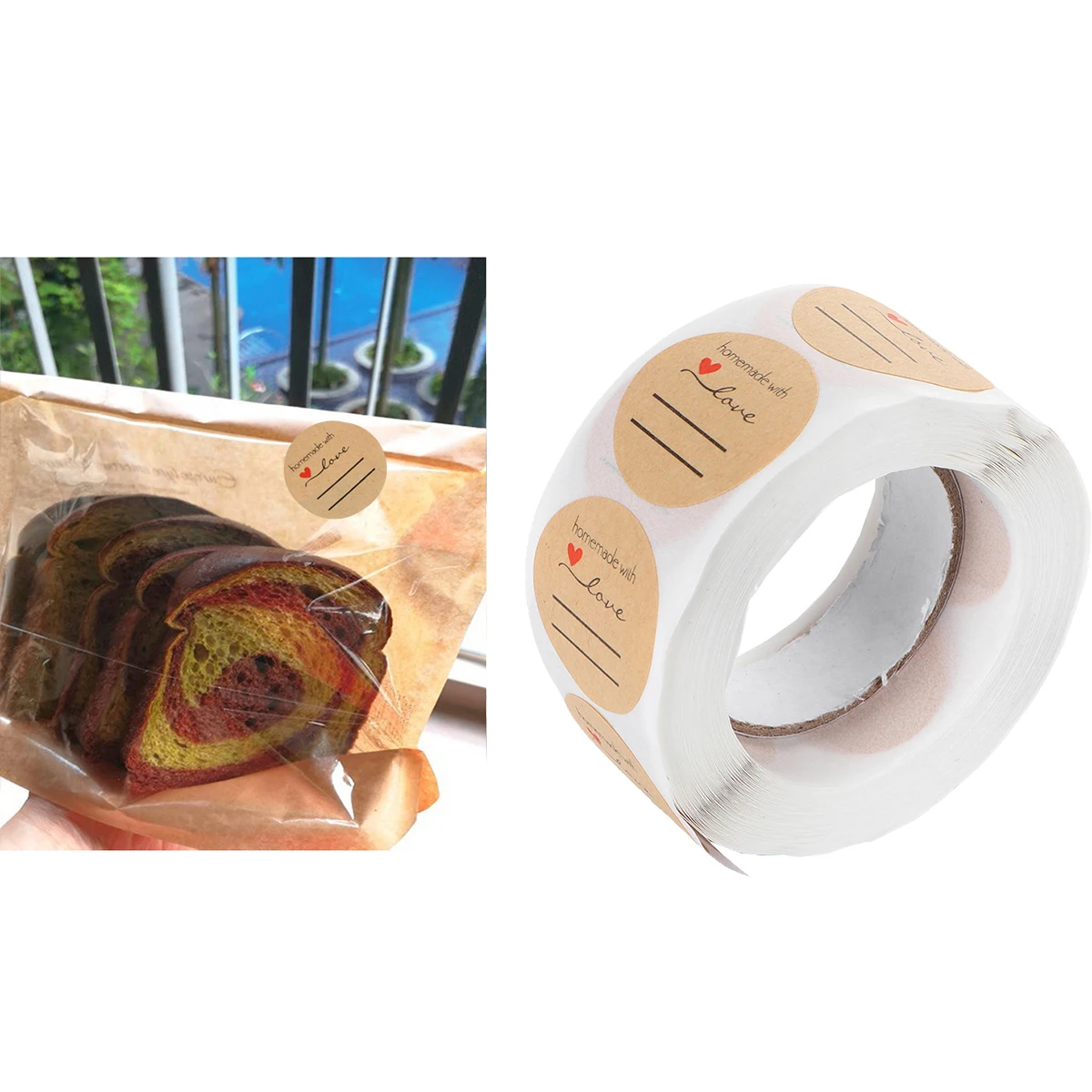 소 가죽 사랑 스티커 쿠키 캔디 가방을위한 라운드 레이블 간식 상자 씰링 수제 선물 에코 접착제 장식