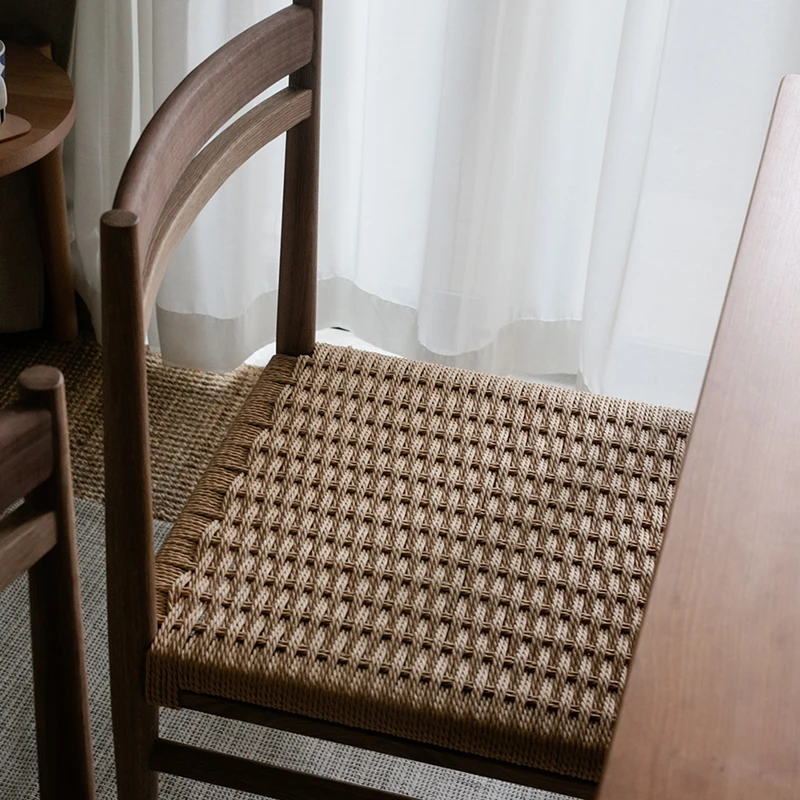 Nordic Simple Modern Dining Chair Kitchen Office Log Rope Woven Leather Study Chair Restaurant Luxury Muebles Furniture WKDC image 2