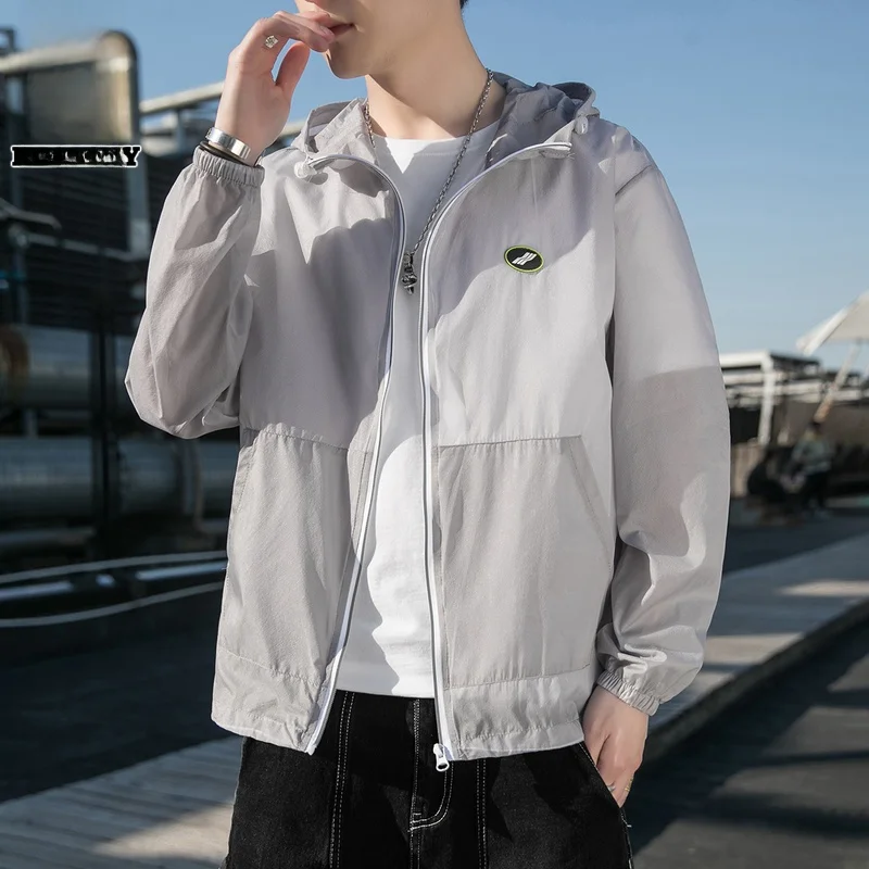 

Ice Silk Men's Fiing Jaet Summer Air Conditioning irt Lightweight Windproof Breathable Loose Fit Zipper Decorated