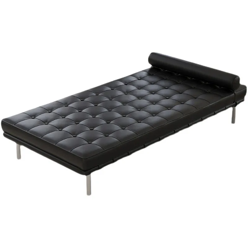 

Italian retro leather sofa bed, lunch lounge chair, metal craft lounge chair