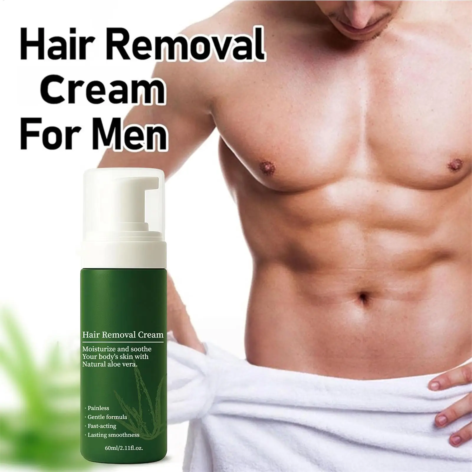 Hair Removal Cream 60ml Men Fast-Acting Non-sticky Body Lotion Hair Removal Cream Private Parts for Underarms Private Area Elbow