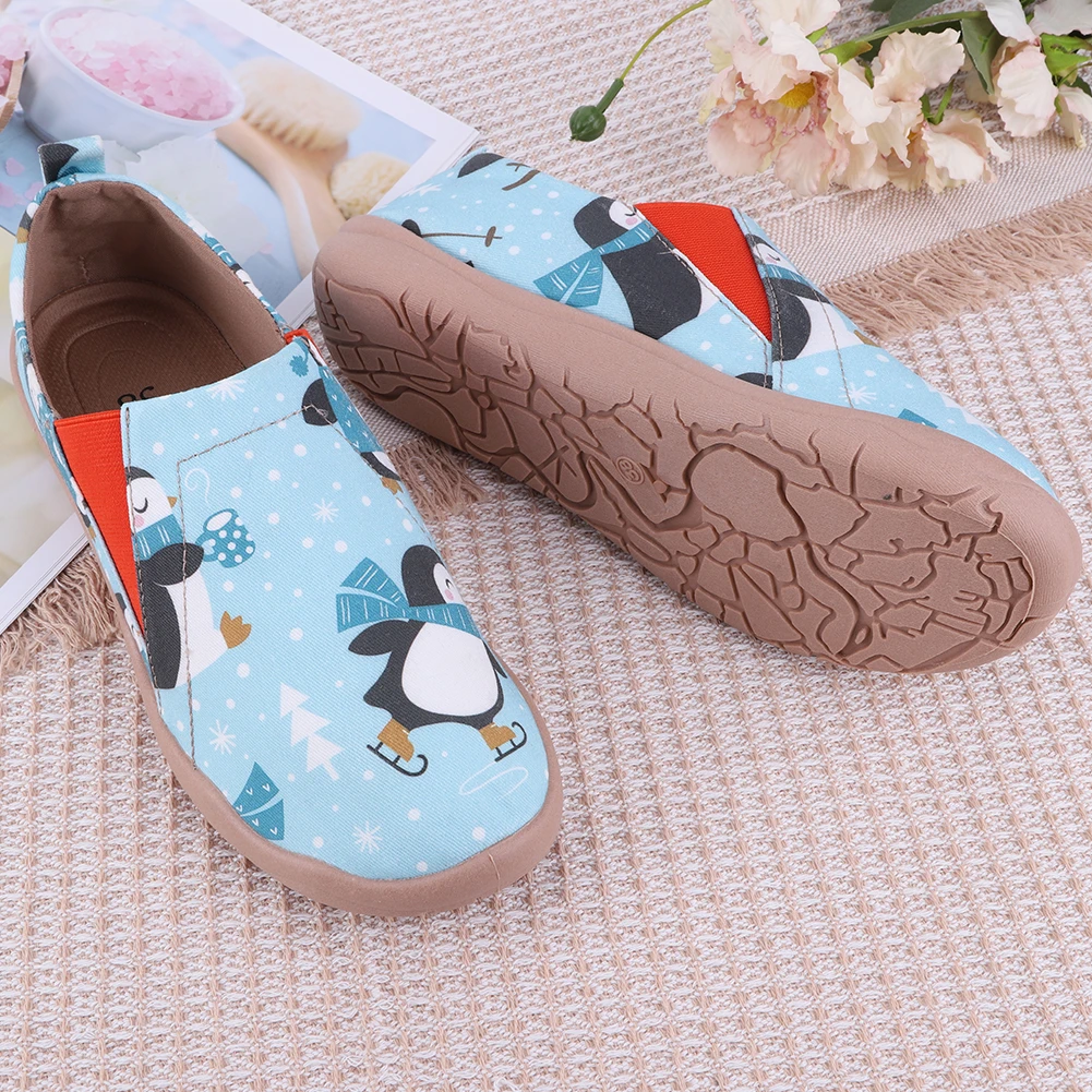 Women Penguin Loafers Anti Slip Casual Travel Shoes Breathable Lightweight Walking Loafers Comfortable Boat Shoes for Daily Wear