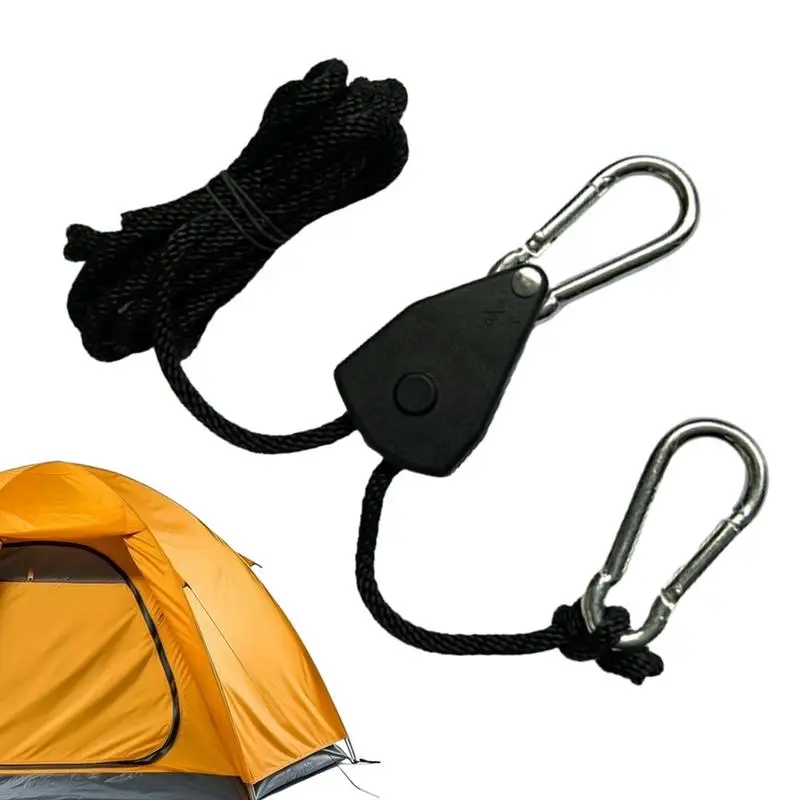 Camping Tent Pulley Patio Canopy Pulley System Windproof Canopy Wind Rope Adjustable Heavy-Duty Rope Ratchet Lamp Lifting Rope