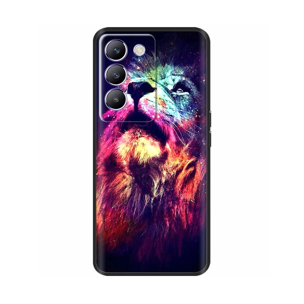 For vivo V40 SE Case V40SE 5G Black Cover Cat Tiger Silicone Soft Back Cases For vivo V40 SE Phone Case V 40 SE Protective Shell