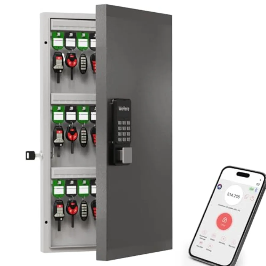 

Металлический настенный шкаф для ключей на 48 мест с умным замком, управлением через приложение, Bluetooth и Wi-Fi для школ, офисов и аренды