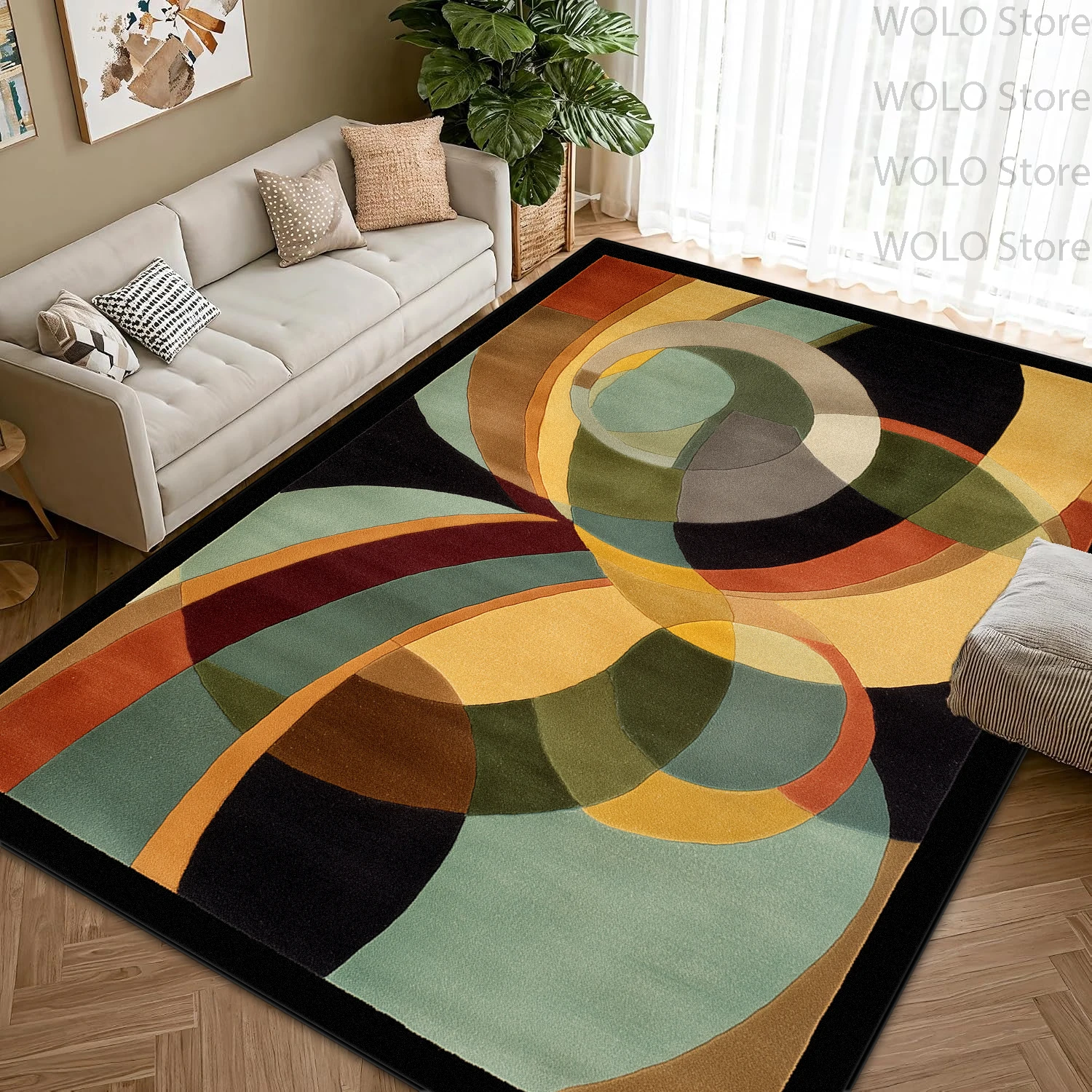 Nordic Abstract Living Room Carpet Color Block Splice Non-slip Bedroom Plush Rug 200x300 Lounge Dining Room Washable Floor Mat
