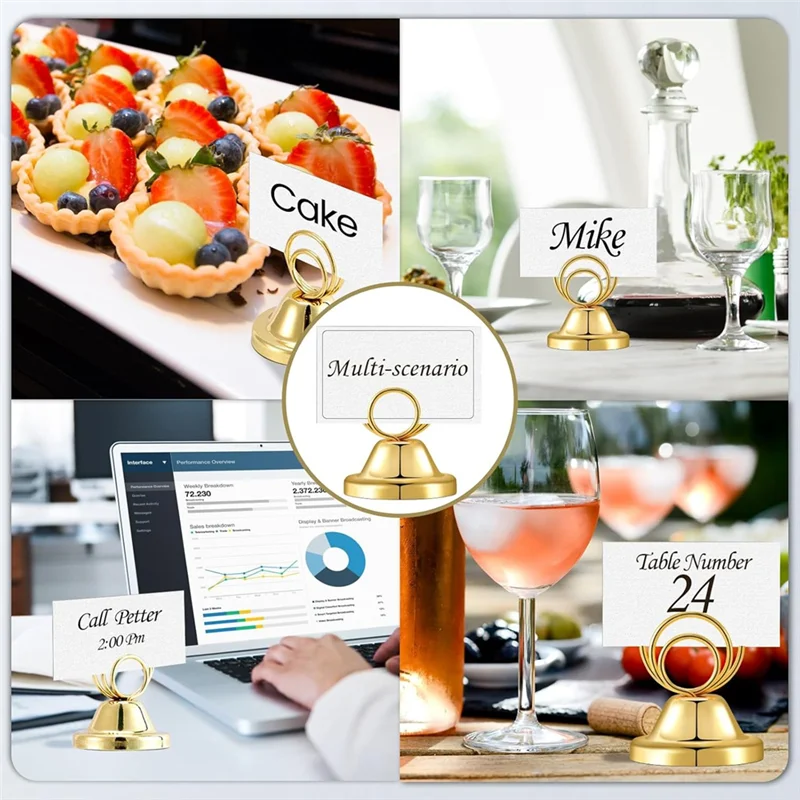 

L56A-24 шт. золотые держатели для номеров, проволочный держатель для фотографий, небольшой размер, настольные держатели для карточек, настольный металлический держатель для карточек