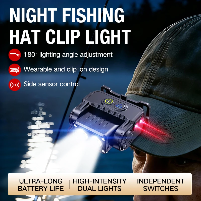 

Night fishing special induction headlight with strong light and ultra bright long-range shooting cap clip lamp head, wearable 18