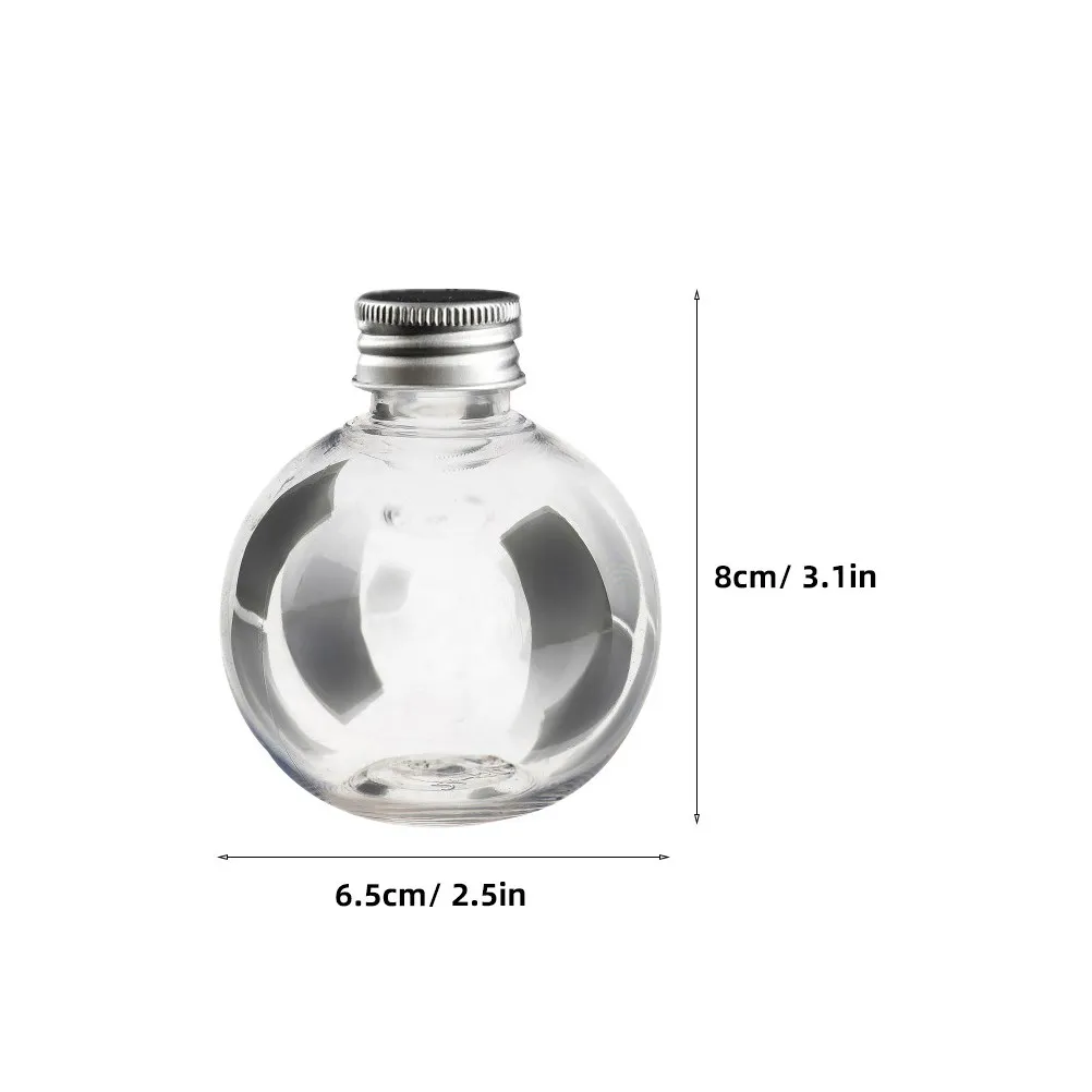 20Pcs Clear Bulb-Shaped Pet Bottles Screw Top Fillable Round Containers for DIY Crafts Wedding Favors Trinket Storage Beach Sand