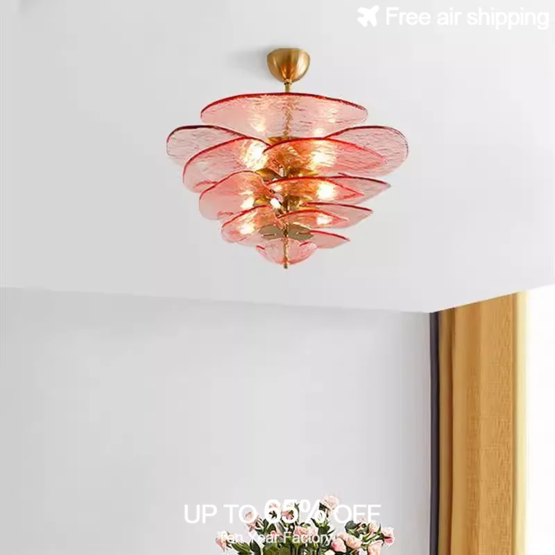 

Art Deco Modern Lotus Leaf Crystal Glass LED Hanging Chandelier for Dining Room Living Room Bedroom Ceiling Light Fixture