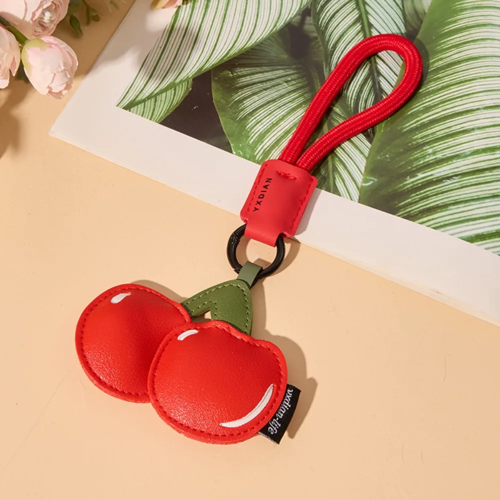 الإبداعية بولي Leather الجلود الفاكهة كيرينغ الحلو الكرز الليمون الخوخ سلاسل المفاتيح حقيبة يد حلية الهدايا تذكارية حامل مفتاح السيارة مجوهرات #6
