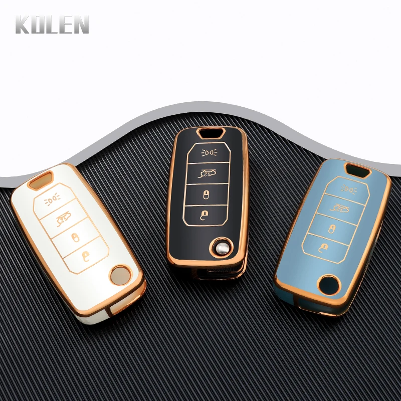 TPU Car Flip Key Case Cover Shell Fob For Jeep Renegade Compass 2016 2019 4 Buttons Folding Keyless Protector Bag Accessories