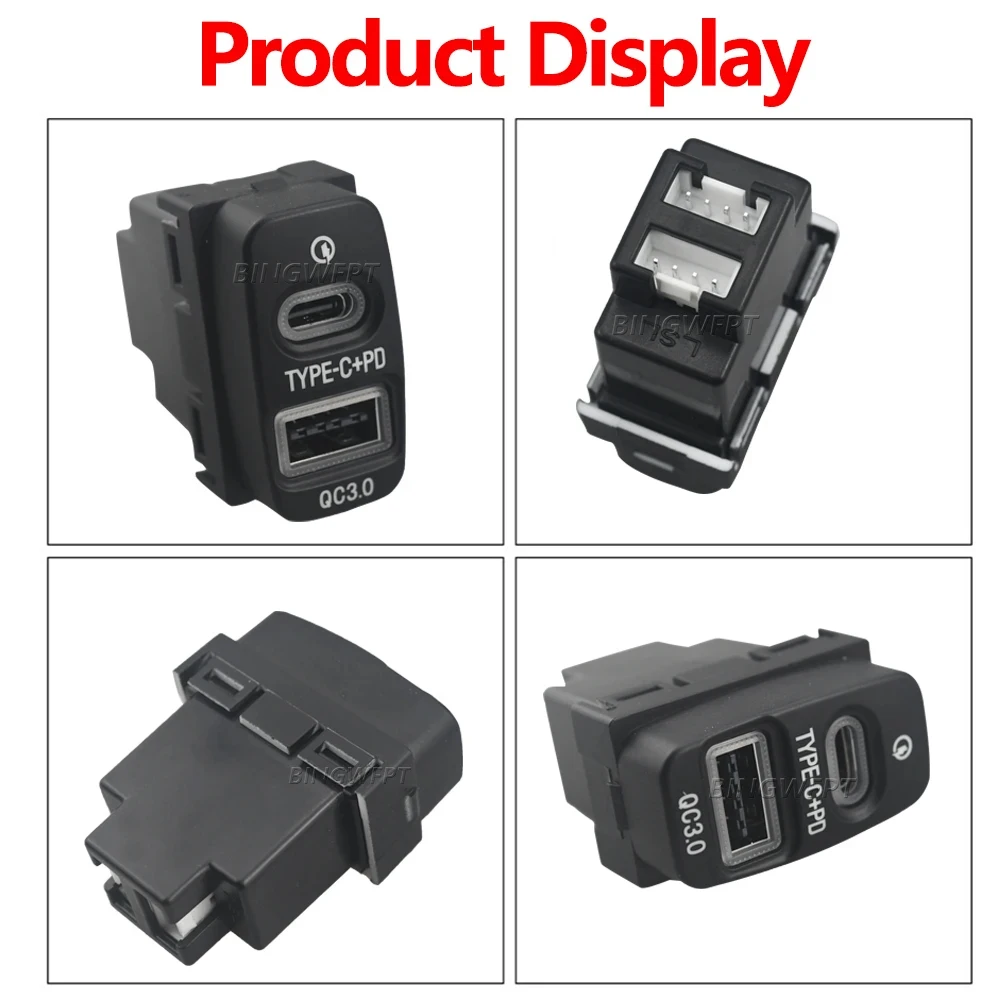 TYPE-C PD QC3.0 USB Quick Charge Charger Adapter Outlet For Mitsubishi Outlander Lancer EX Pajero Sport ASX V73 V93 V97 07-12 view 2