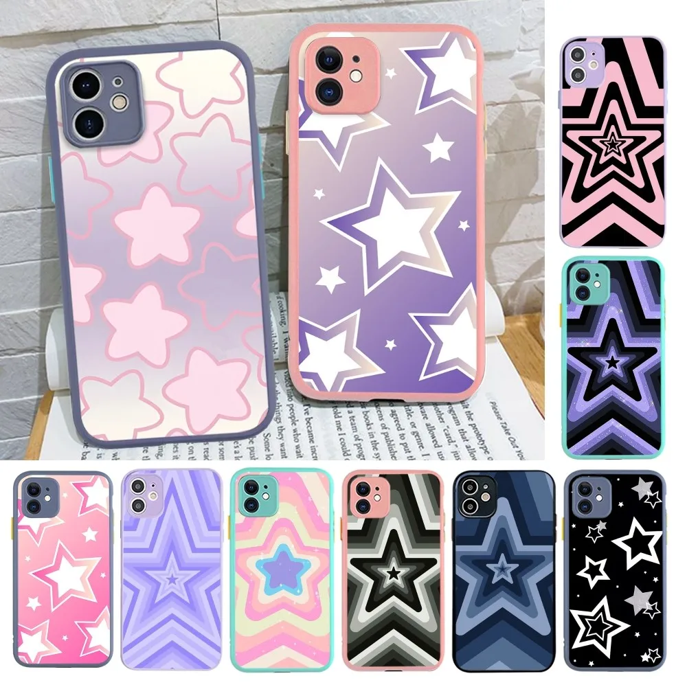 Custodia per telefono Fashion Stars per IPhone 14 11 12 13 Mini Pro Max 8 7 Plus X XR XS MAX Cover opaca traslucida