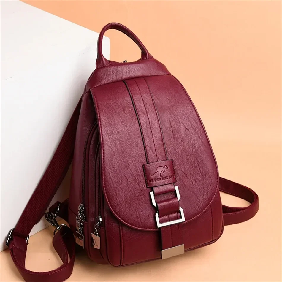 2026 Leather Backpack for Women Girls Multifunctional School Chest Bag Casual Travel Daypack Ladies Sac Backpack
