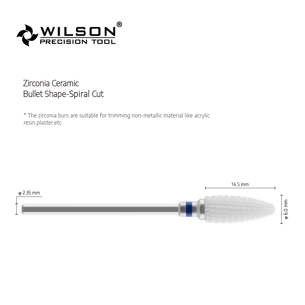 Wilson – fraises dentaires en céramique de zircone, forme de balle, coupe en spirale, céramique blanche, (6402401 – 6402601)