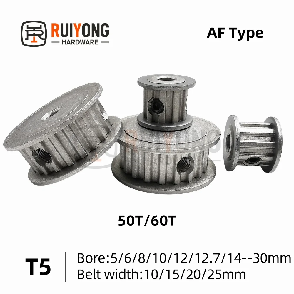 

Timing Pulley T5-50T/60T Bore 5-30mm Alloy Wheels AF Shape Teeth Pitch 5mm Match With T5 Width 10/15/20/25mm Timing Belt