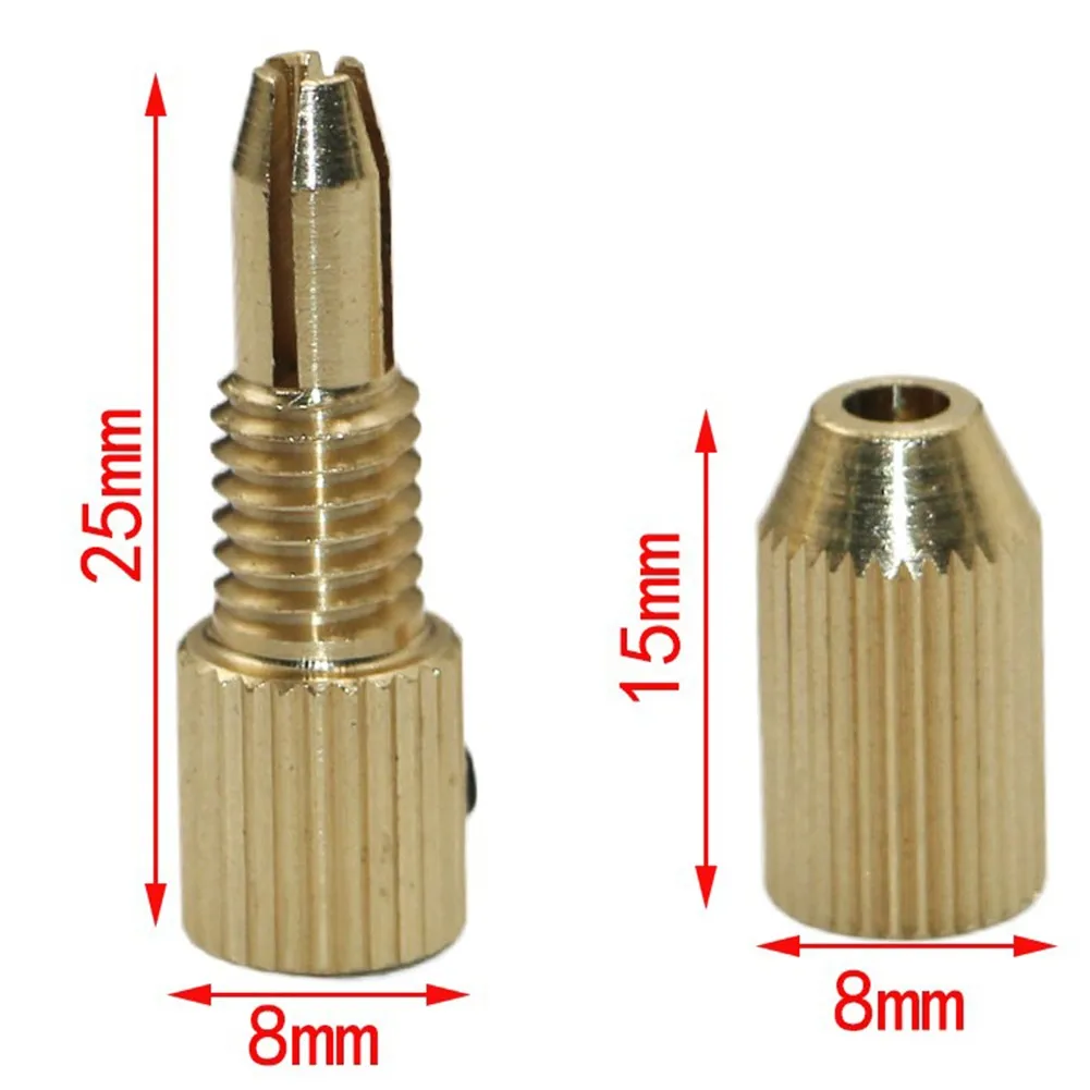 Boorkop Spantang Set gereedschap 25*8mm Messing Elektrische Motor As Klem Armatuur Chuck 0.8mm-1.5mm Micro Boor Met Kleine Sleutel