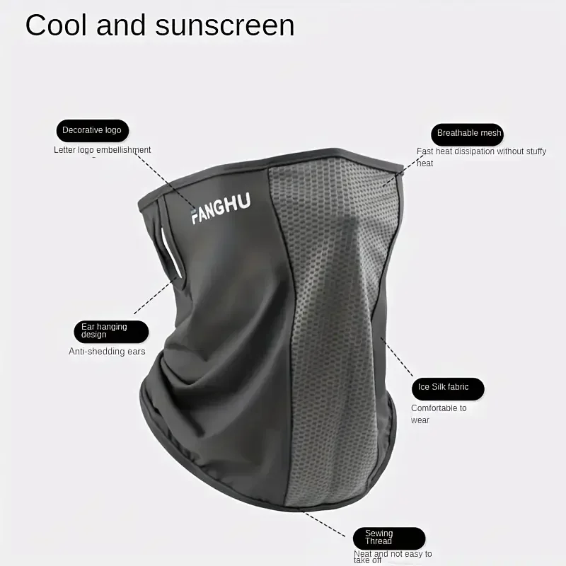 Summer Balaclava Ice Silk Breathable Anti-UV Cycling Face Scarf Neck Cover Sunscreen Cooling Outdoor Hiking Driving Running Mask