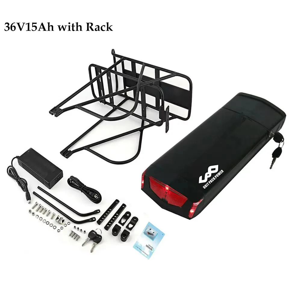 36V21AH Achterdrager E-bike Accu 52V 30Ah Lithium Batterij 18650 21700 48V 14Ah voor Elektrische Fiets 250W 350W 500W 750W 1000W