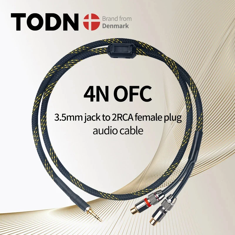 TODN HiFi cable audio RCA cable Audio signal wire plug 3.5mm aux plug convert 2 RCA  female plug