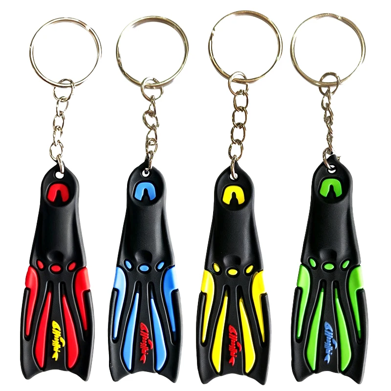 PVC Diving Fin Keychain Pendant Charm Zipper Pull Bag Accessory Sporty Diving Souvenir Gift for Keys Backpacks and Collectors