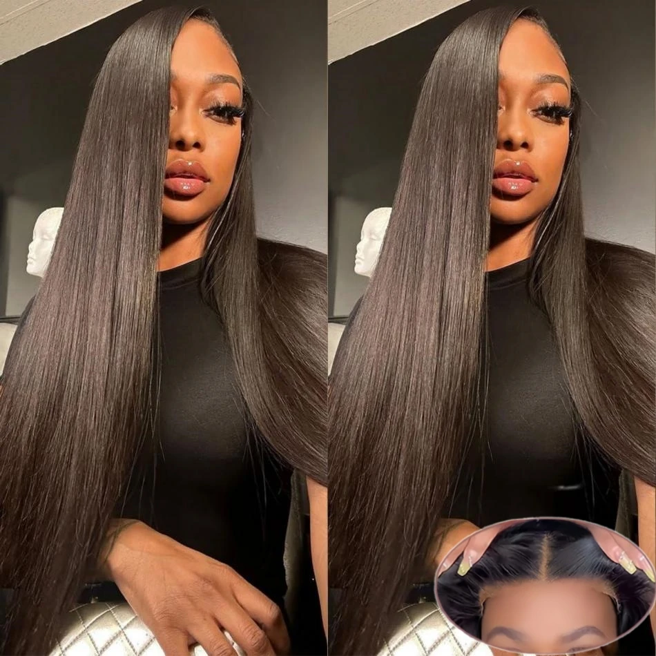 Glueless Preplucked Human Wigs Ready To Go Straight Wigs 5x5 Lace Frontal Wig 4x4 Brazilian Closure Wig 28 Inch Lace Front Wigs