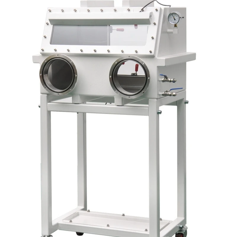 Stainless steel vacuum box gloves, the mouth can be connected to the back of the device flange to open a fully transparent door
