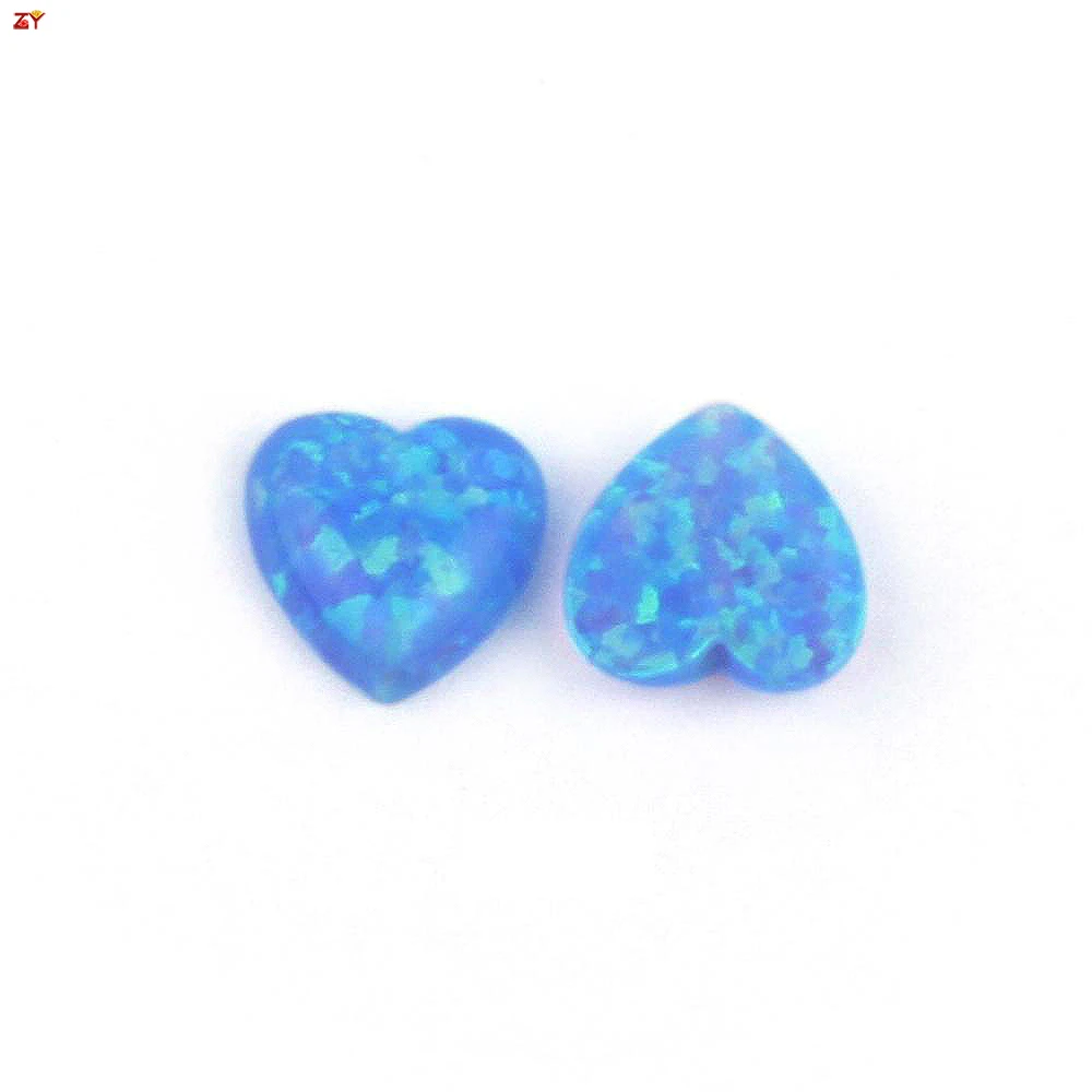 

Trendy Water Blue Flash Heart Stone Cabochon Cut Synthetic Gems OP06 Opal for DIY Jewelry