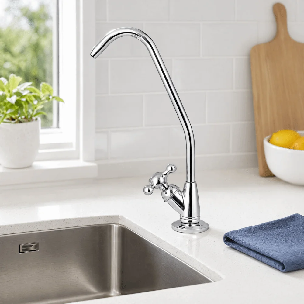 Alloy Water Purifier Faucet Gooseneck 1/4 Inch Thread Water Filter Faucet Reverse Osmosis 360 Degree Rotation