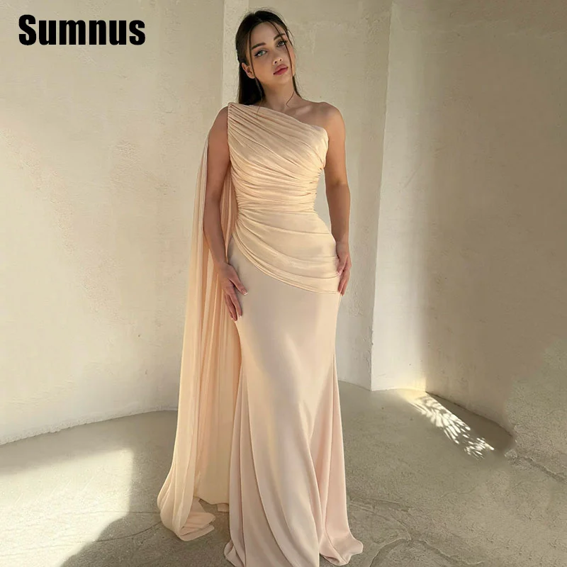 

Sumnus Elegant Mermaid Evening Dress One Shoulder Pleats Tea-Length Prom Dresses 2025 فساتين سهرة Customized