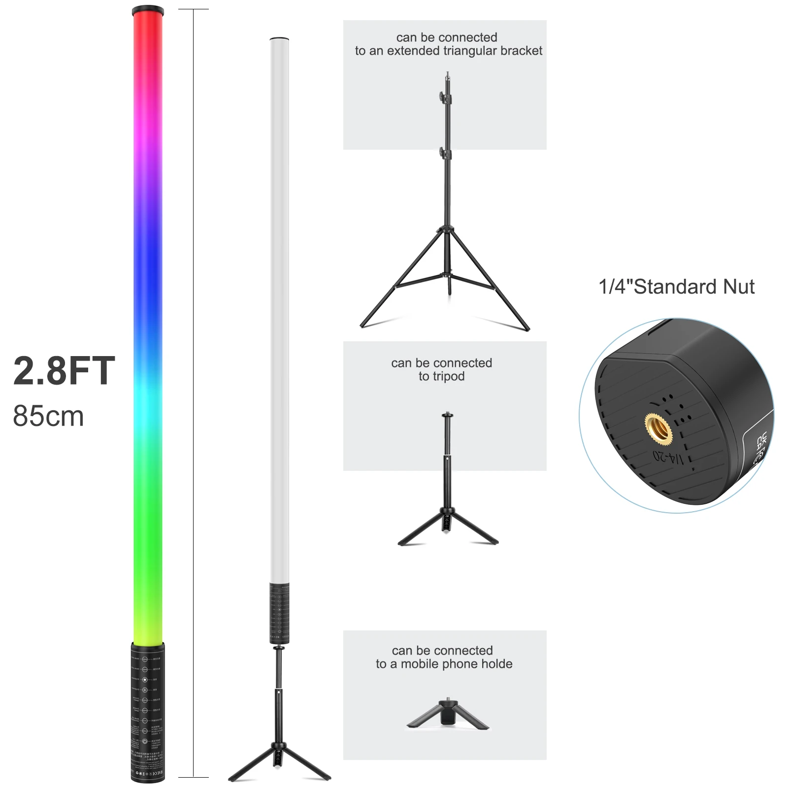 

LUXCEO Mood1A RGB Video Light For Photography,Color Changing Lamp Tube Atmosphere Lighting for Halloween Party Room Bar Decor