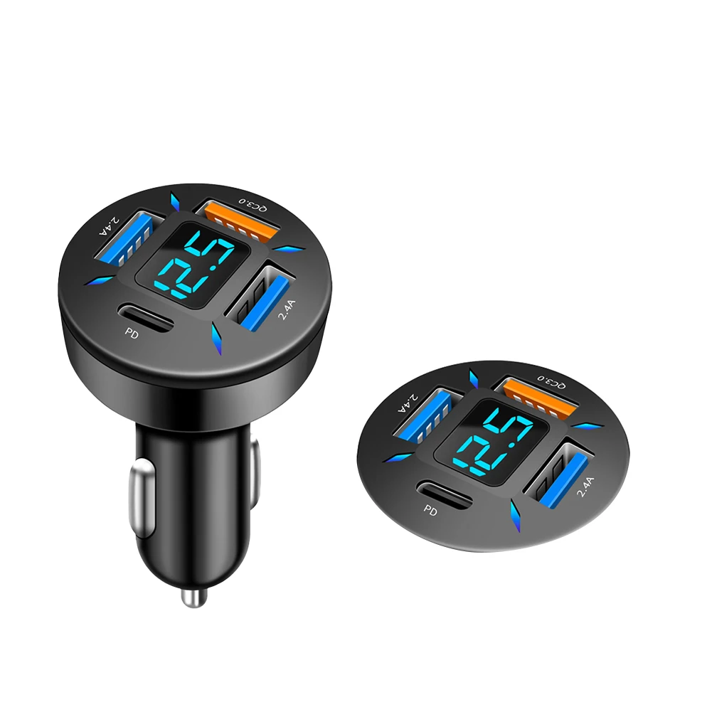 

1X Car Charger Voltage Monitoring Aluminum Alloy+PC Black Good Quality New LED Voltmeter Car Cigar Charger Lighter