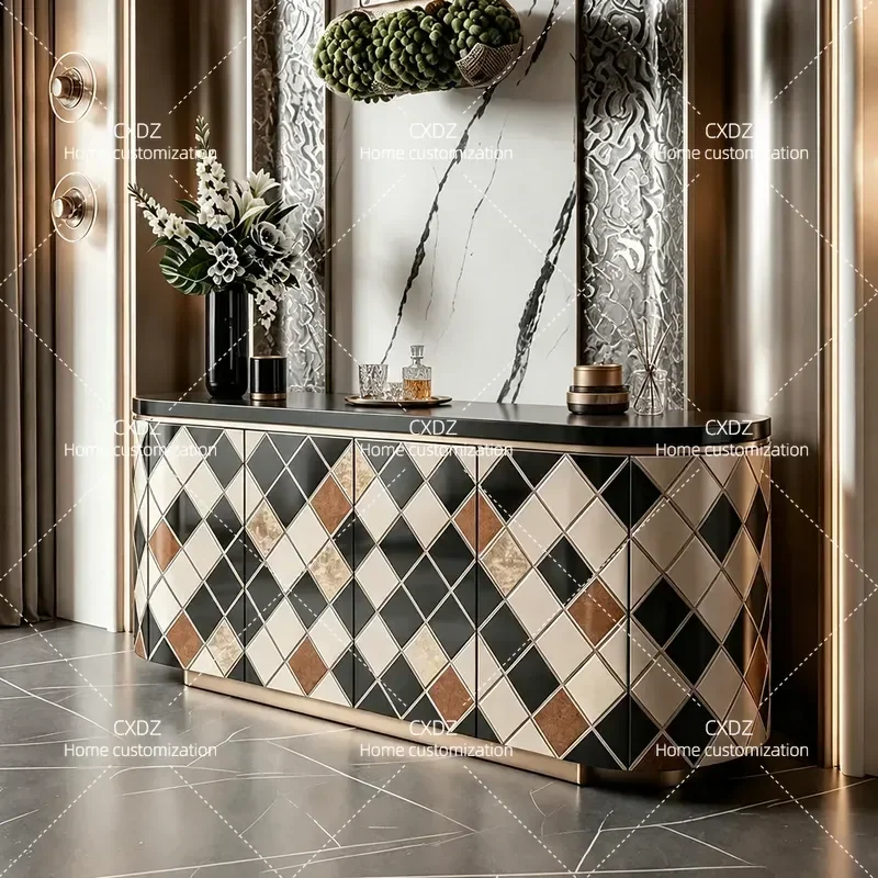 Modern Light Luxury Dining Side Cabinet Color Matching Decorative Storage Unit for Living Room Home Organization Furniture