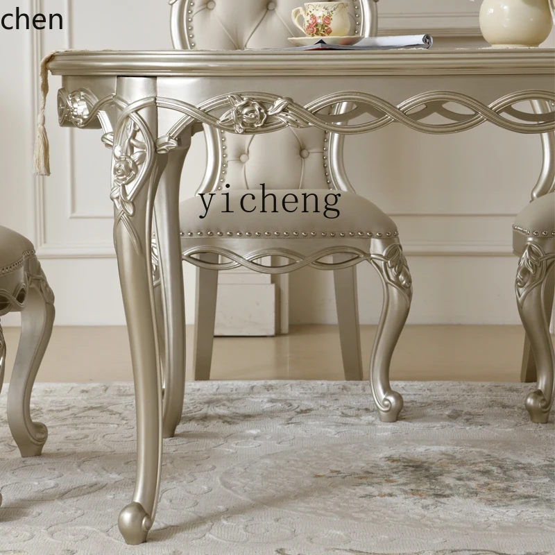 CZ Minimalist Dining Table and Chair Set High-End Palace Household Rectangular Dining Table Solid Wood Dining Table
