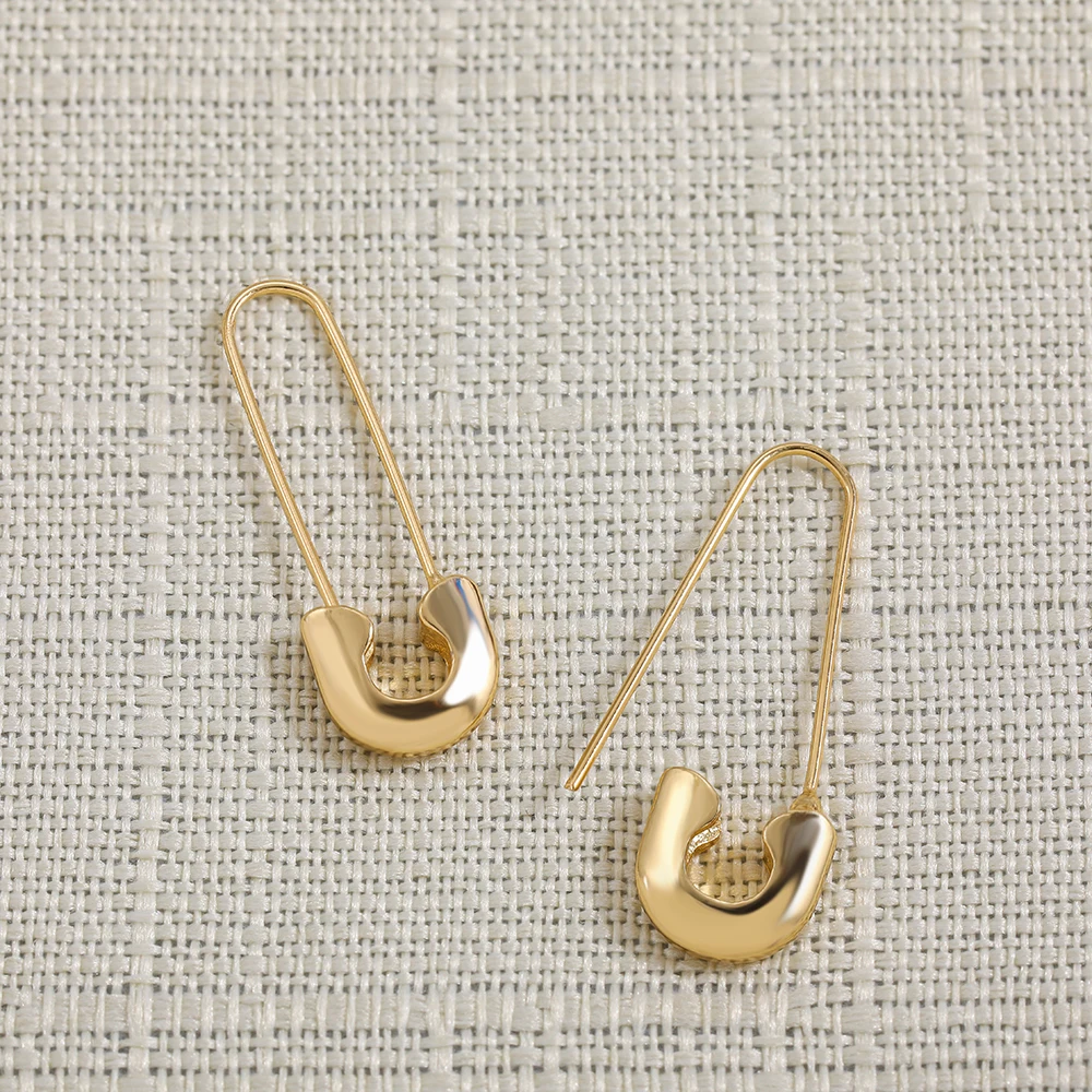 Minimalist Safety Pin Shape Leverback Earrings for Women U-shaped Gold Plated Lock Pendant Pierced Earring  Jewelry Accessories