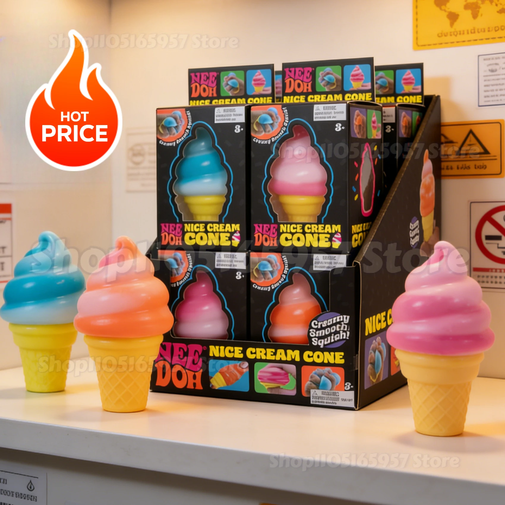 

NEW Colorful Ice Cream Shaped Nee-Doh Nice Cream Cone Sensory Stress Reliever Fidget Toy for Anxiety Focus Adults & Kids