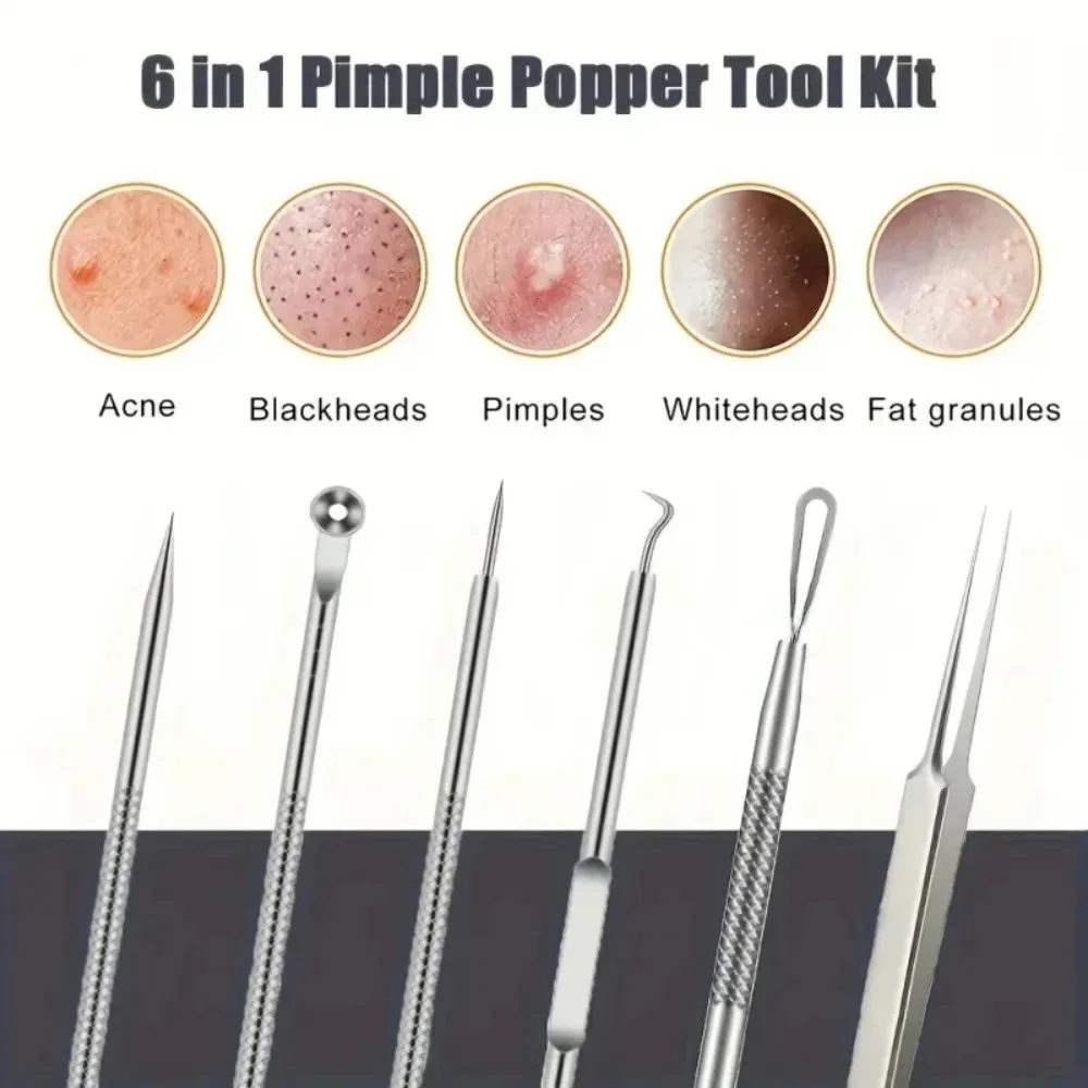 7Pcs Ultra Precise Pimple Tweezers Set Professional Acne Blackhead Removal Face Skin Care Cleansing Purification Kit Tools